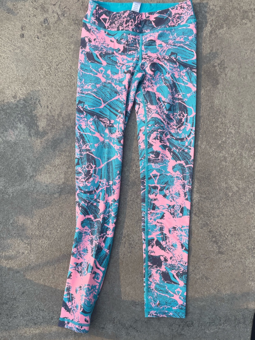 Ivivva Pink and Teal Marble-Print Kids Leggings